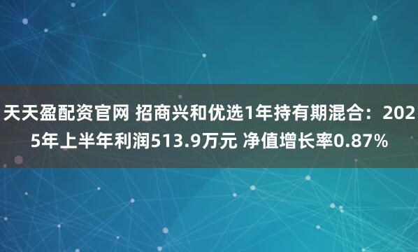 天天盈配资官网 招商兴和优选1年持有期混合：2025年上半年利润513.9万元 净值增长率0.87%