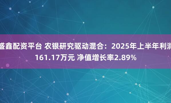 盛鑫配资平台 农银研究驱动混合：2025年上半年利润161.17万元 净值增长率2.89%